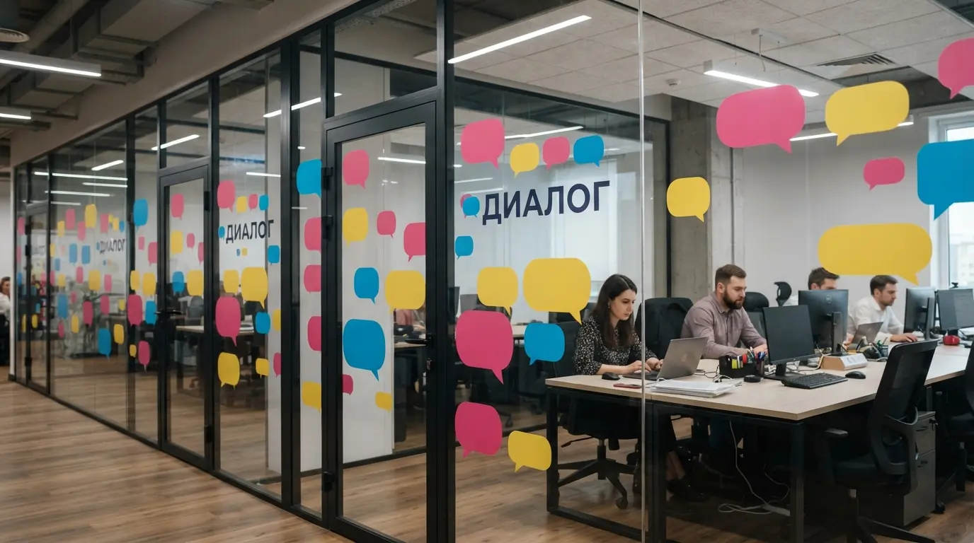 Монтаж офисных перегородок — общий вид