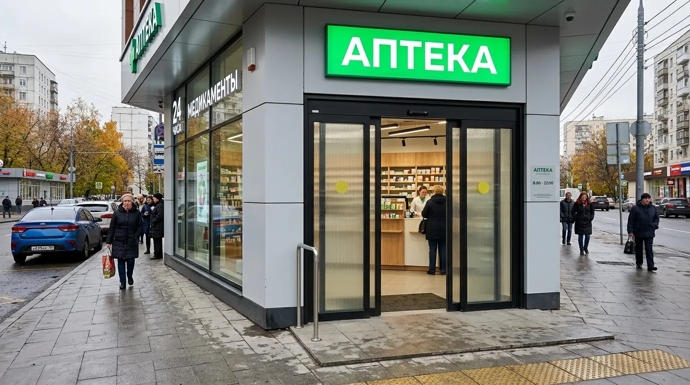 Автоматические двери — ракурс сбоку